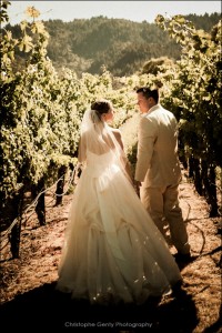 Wedding photography in the Napa wine valley in CA at Brix Restaurant